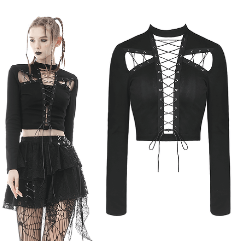 Contemporary Black Top with Detailed Lace Accents.