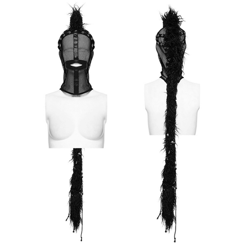 Punk Mohawk Hood: Mesh and Wool Blend for Breathable Comfort.