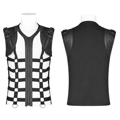 Edgy Black Skeleton Vest with Punk-style Accents.