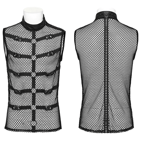 Punk-Inspired Vest with Shoulder Zippers Designed for Men.