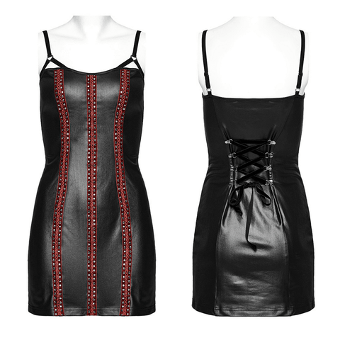 Slim-fit Punk Dress with Edgy Rivet Details for Women.