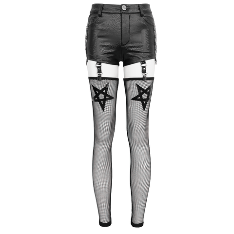 PU Leather Shorts for Women with Removable Mesh Insets.