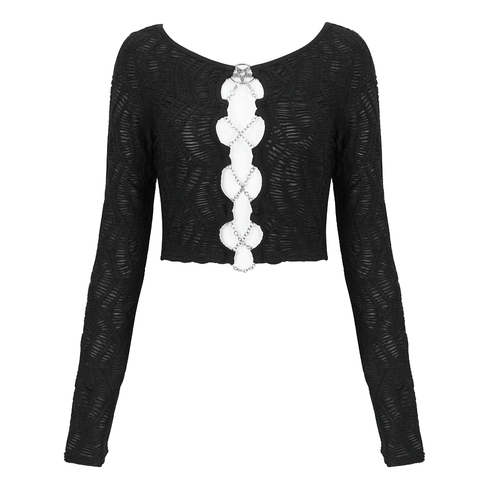 Gothic Elegance: Chain Lace-Up Crop Top for Women.