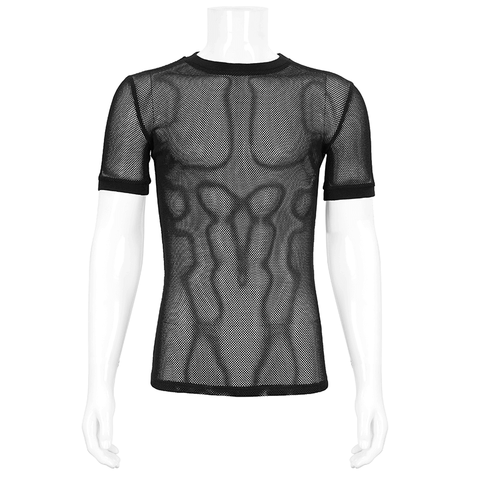 Black Mesh Tee / Men's Gothic Fashion Wear.