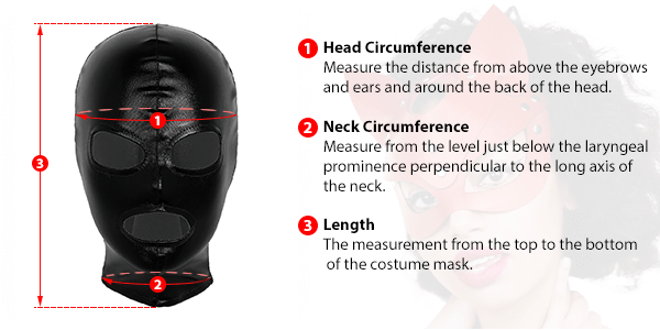 This picture shows how to measure Female Face Mask size by EVE's Secrets.