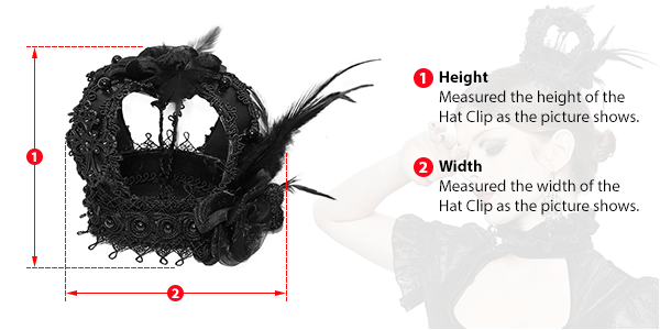 This picture shows how to measure Female Hat Clip size by EVE's Secrets.