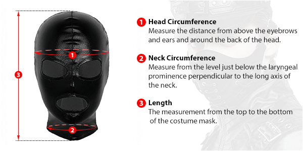 This picture shows how to measure Male Face Mask size by EVE's Secrets.