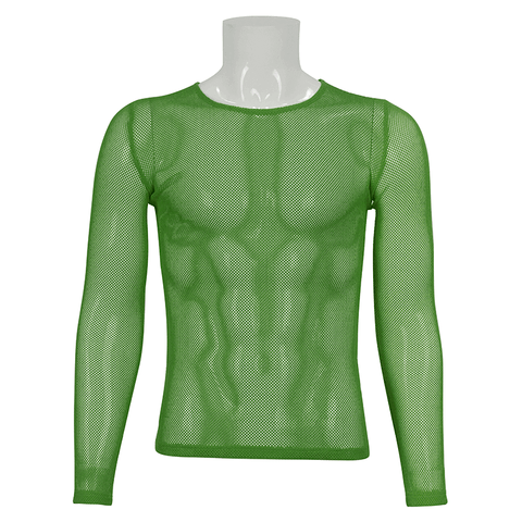 Green Mesh Top for Men: Alternative Fashion.