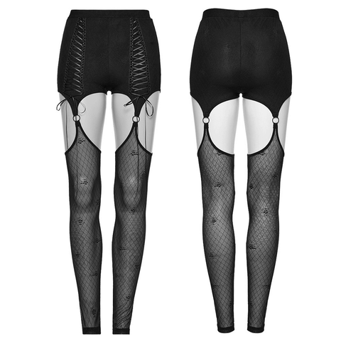 Women's Lace and Mesh Leggings with an Edgy Twist.