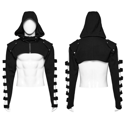 Men's Short Jacket with Stand Collar and Hood.
