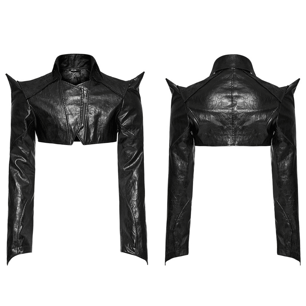 Punk-Inspired Ultra-Short Faux Leather Jacket.