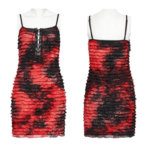 Distinctive Tie-Dyed Punk Dress with Adjustable Drawstrings.
