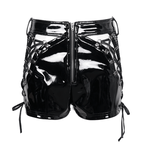 Embrace Boldness: Women's Punk Leather Shorts.