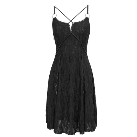 Short Dress for Women with Hem Slit - Punk Style Attire.