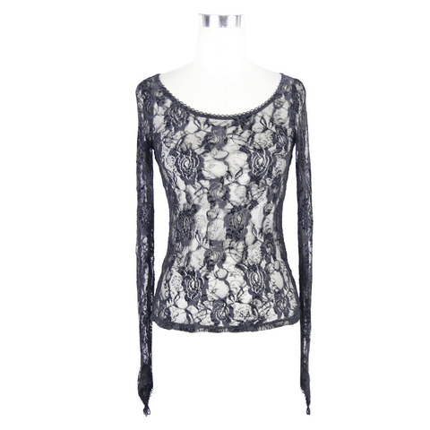 Gothic Elegance in a Black Lace Top for Women.