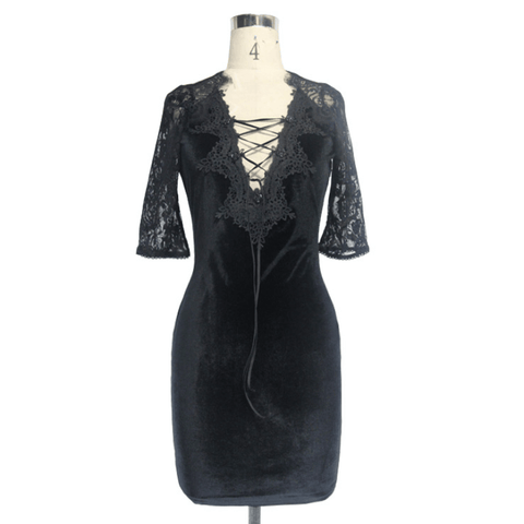 Black Mini Dress for Women - Elegant Gothic Attire.