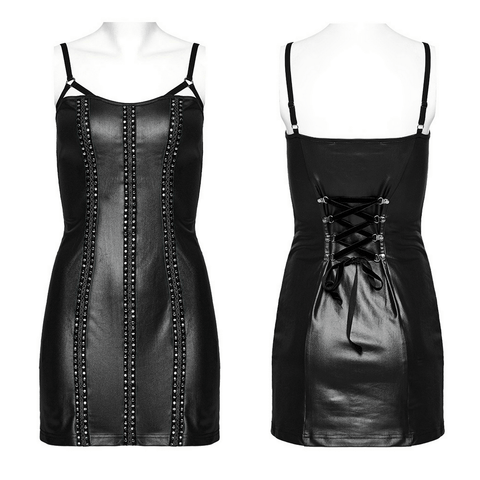 Conquer the Night in This Bold Black Rivet Bodycon Dress.
