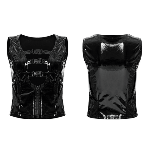 Sexy Punk Gothic Slim-Fit Patent Leather Vest.