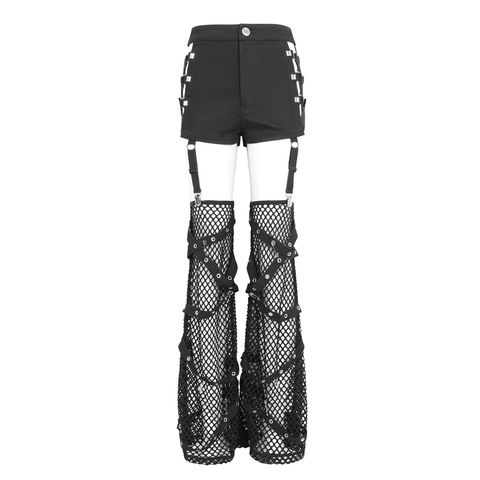 Captivating Studded Detail Black Mesh Garter Shorts.
