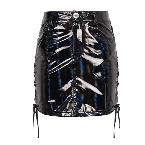 Edgy Elegance: Unveil a Gothic Faux Leather Mini Skirt.