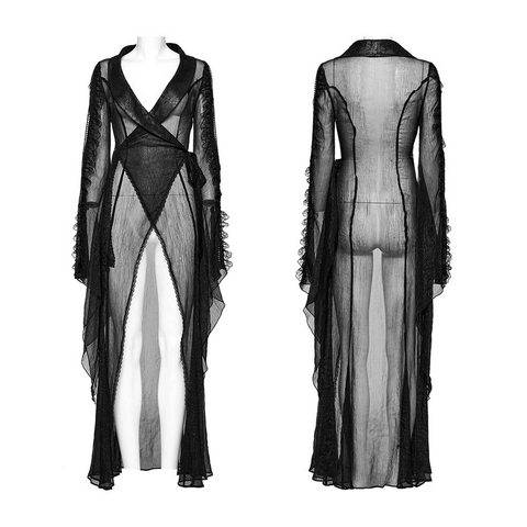 Gothic Vision Long Cape - Textured Leather and Chiffon.