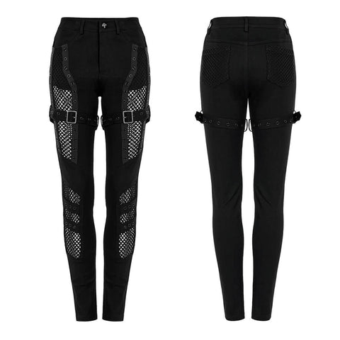 Punk Rebel's Sexy Tight Pants - Mesh and Eyelet Details.
