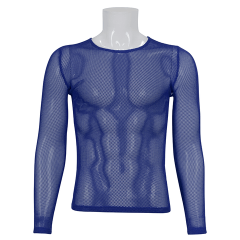 Men's Blue Mesh Top: Alternative Fashion for You.