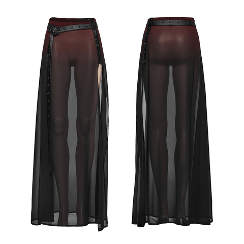 Bold Fashion: Sheer Maxi Skirt with Striking High Slit.