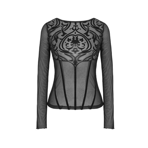 Black Mesh Women's Top - Gothic Fashion Attire.