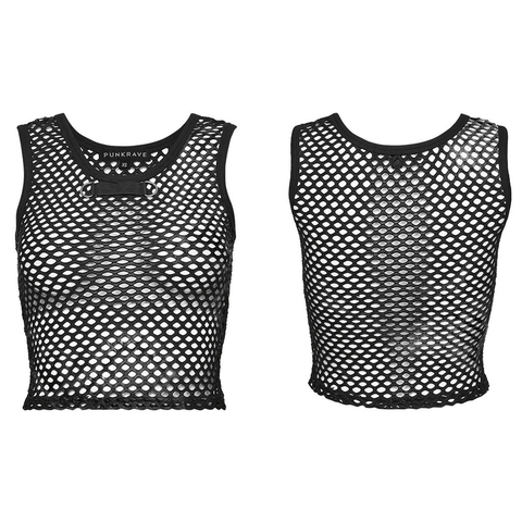 PUNK RAVE Women's Tie-Dye Mesh Tank Top.