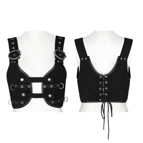 Customized Punk Vest: Gothic Touch with Metal Accents.