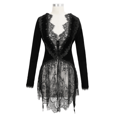 Black Velvet Lace Jacket: Vintage Gothic Style Clothing.
