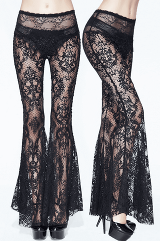Black Lace Flare Pants for Women: Gothic Chic.