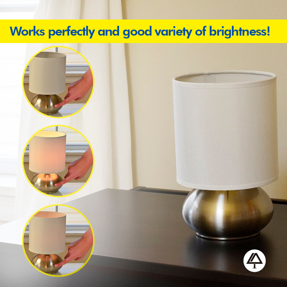 Bedroom Table Lamp With On Off Touch Sensor 2 Pack Brushed