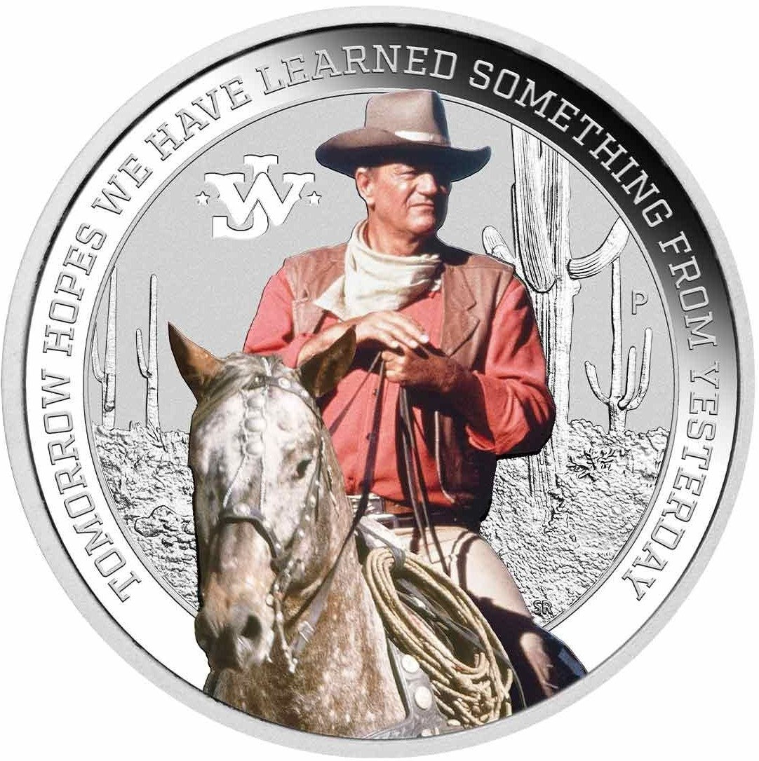 貨幣最新カラー銀貨　2021 1 オンス TUVALU JOHN WAYNE