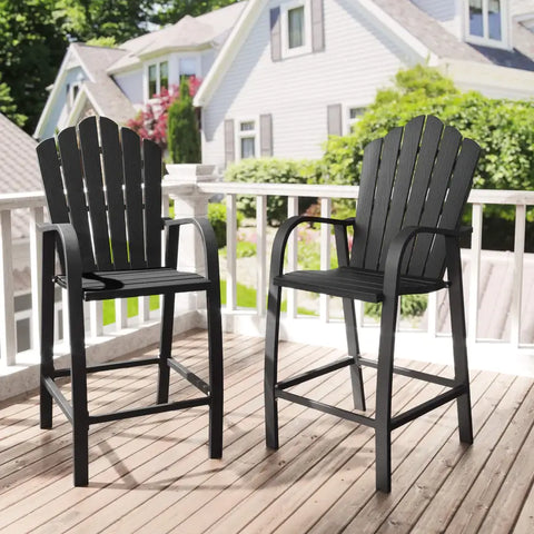 2 Black Tall Adirondack Chairs