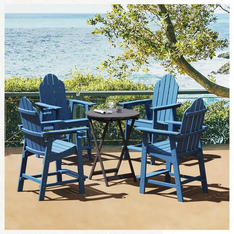 4 Adirondack Chairs with Cup Holder near Lake
