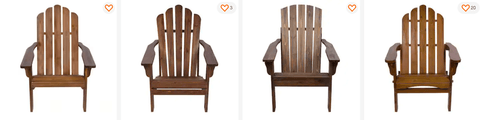 4 Oak Adirondack Chairs