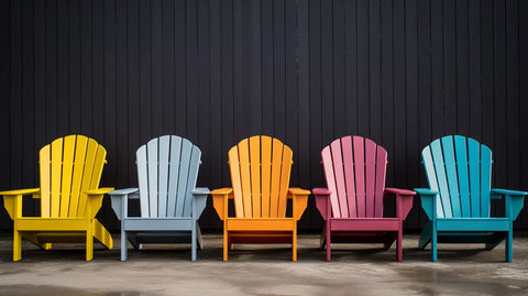 5 colors of adirondack chairs