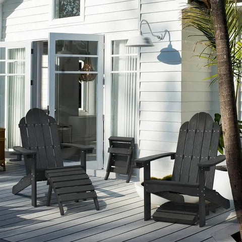 Adirondack Chairs with Folding Ottomans Foot Rest