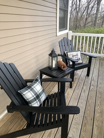 Black Adirondack Chairs On Front Porch