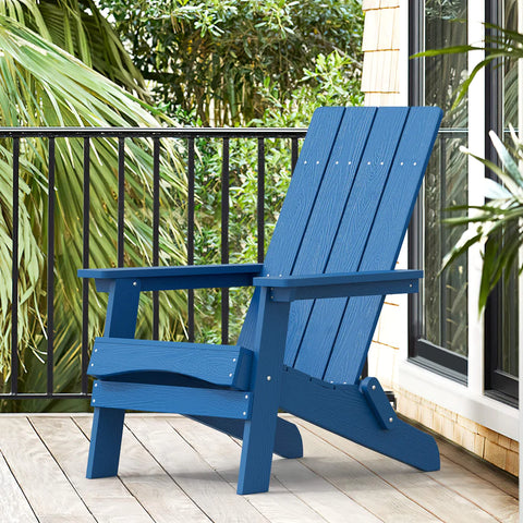 Blue Foldable Adirondack Chair On the Balcony