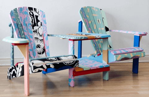 Modern Abstract Multicolored Adirondack Chairs