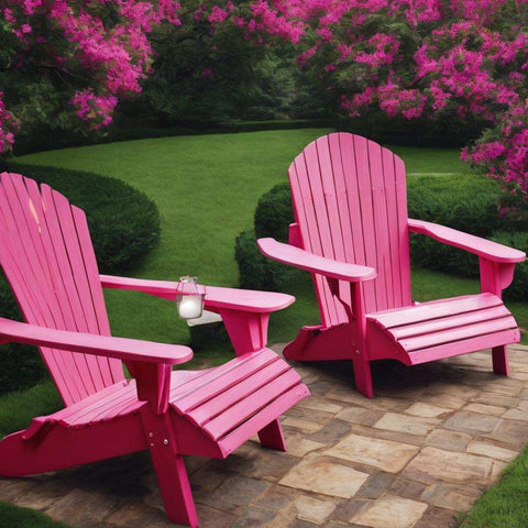 Pink Adirondack Chairs in the garden