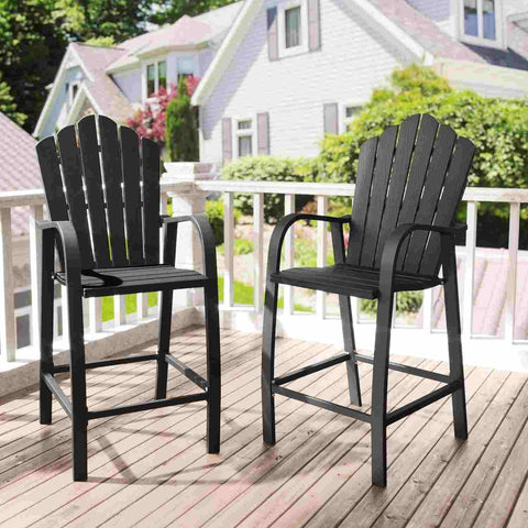 Tall Adirondack Chairs with Aluminum Frame Poly Bar Height Adirondack Chairs Weather Resistant on  Balcony Set of 2 Black
