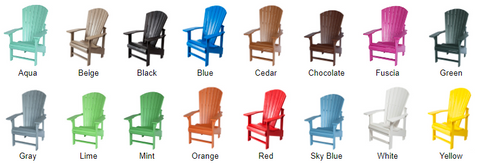 Upright Adirondack Chair Color Selections