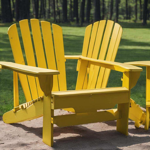 Yellow Adirondack Chairs in the forest