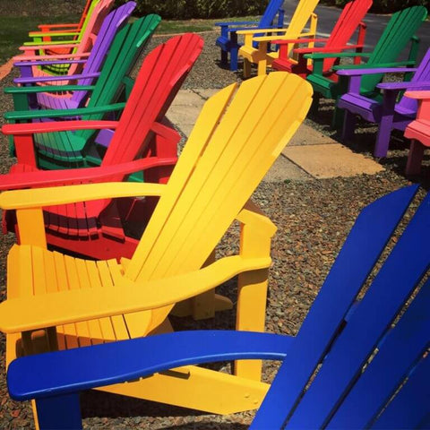 bright colored adirondack chairs