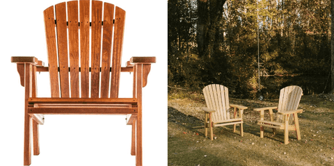 pine wood adrondack chairs outdoors