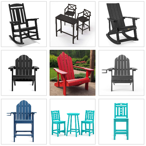 various styles of Airondack chairs